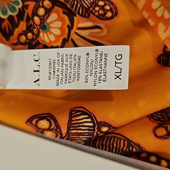 💕A.L.C.💕 Cleo Scoop Bikini Top ~ Orange Multi-Color Paisley Print XL NWT - Picture 9 of 10